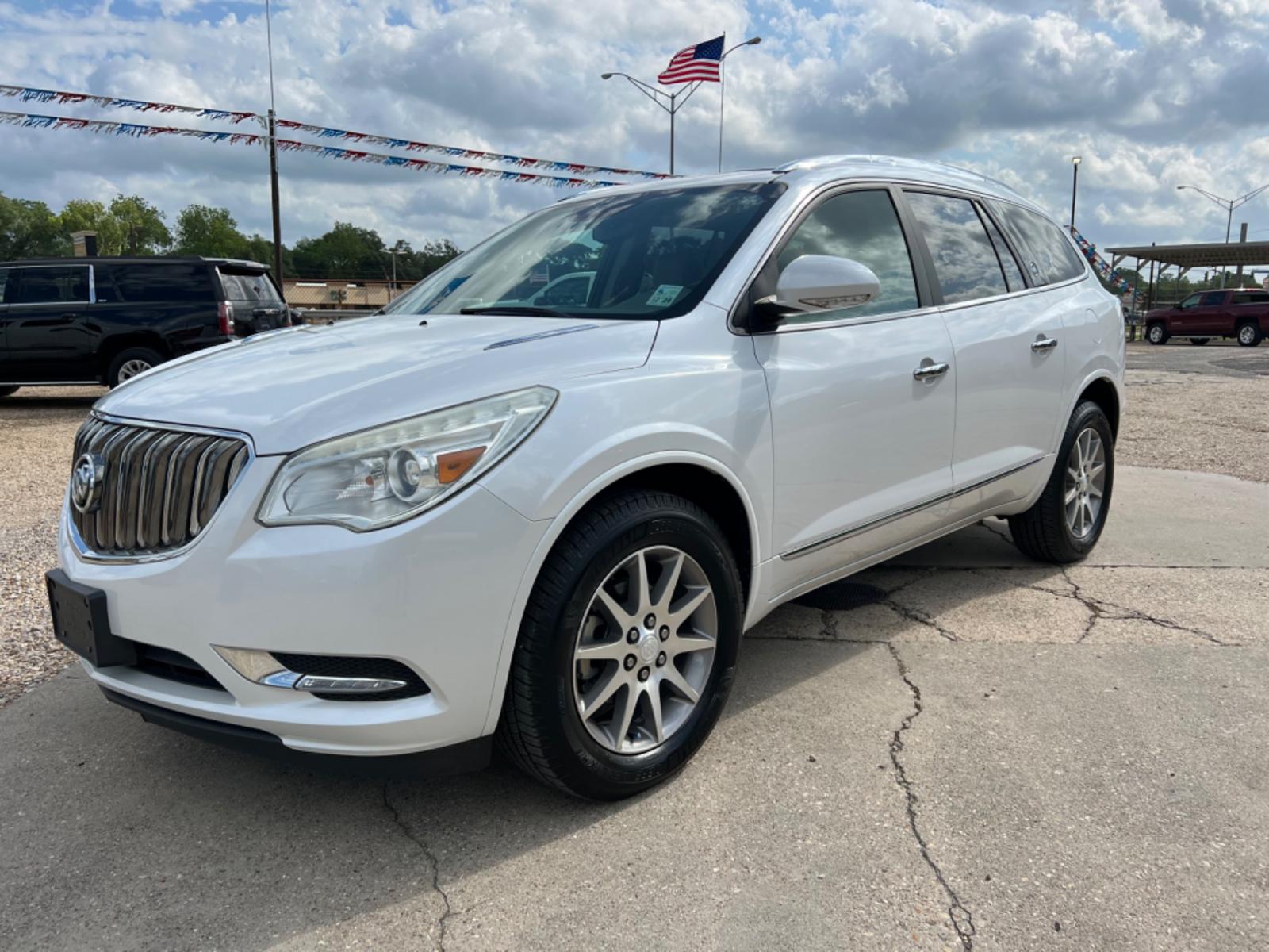 2016 White /Gray Buick Enclave (5GAKRBKD2GJ) with an 3.6 V6 engine, Automatic transmission, located at 4520 Airline Hwy, Baton Rouge, LA, 70805, (225) 357-1497, 30.509325, -91.145432 - 2016 Buick Enclave ****One Owner & No Accidents**** 3.6L V6 Gas, 141K Miles, Heated Leather Seats, 7 Passenger Seating, Sunroof, Backup Camera, Power Windows, Locks & Mirrors, Cold A/C, Bose, Power Liftgate. FOR INFO PLEASE CONTACT JEFF AT 225 357-1497 CHECK OUT OUR A+ RATING WITH THE BETTER BUSINE - Photo #0